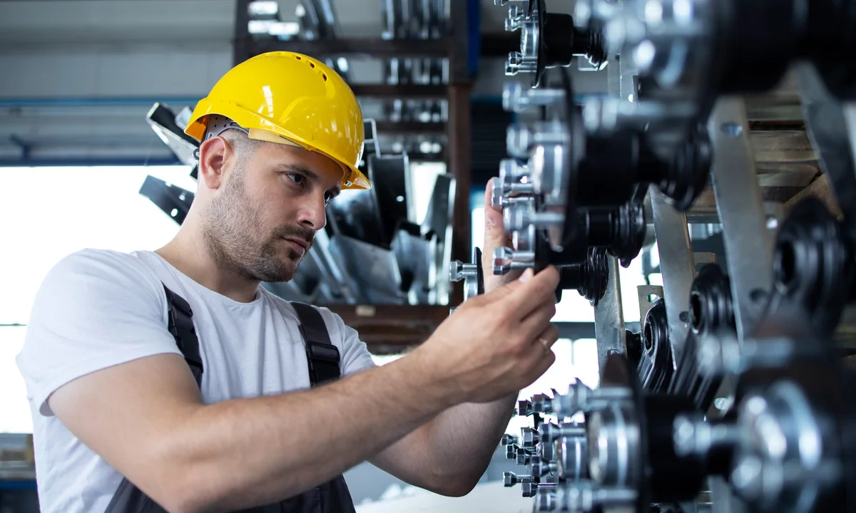 Técnico interviniendo maquinaria industrial